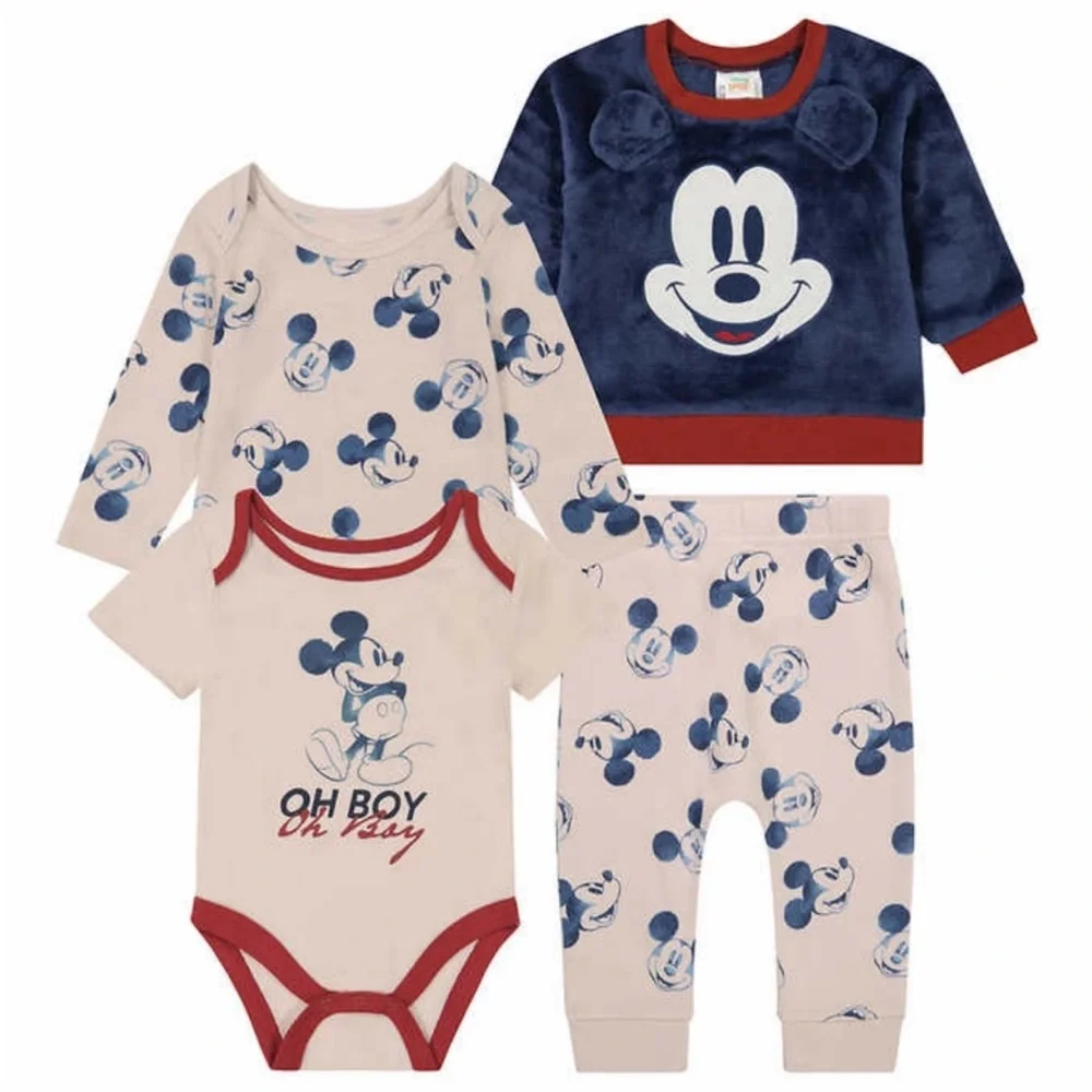 Disney Store Mickey Mouse Baby Boy 4 Piece Set  9M Bodysuit Pullover Pants